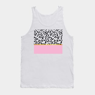 Black and white leopard print on pink, golden lining Tank Top